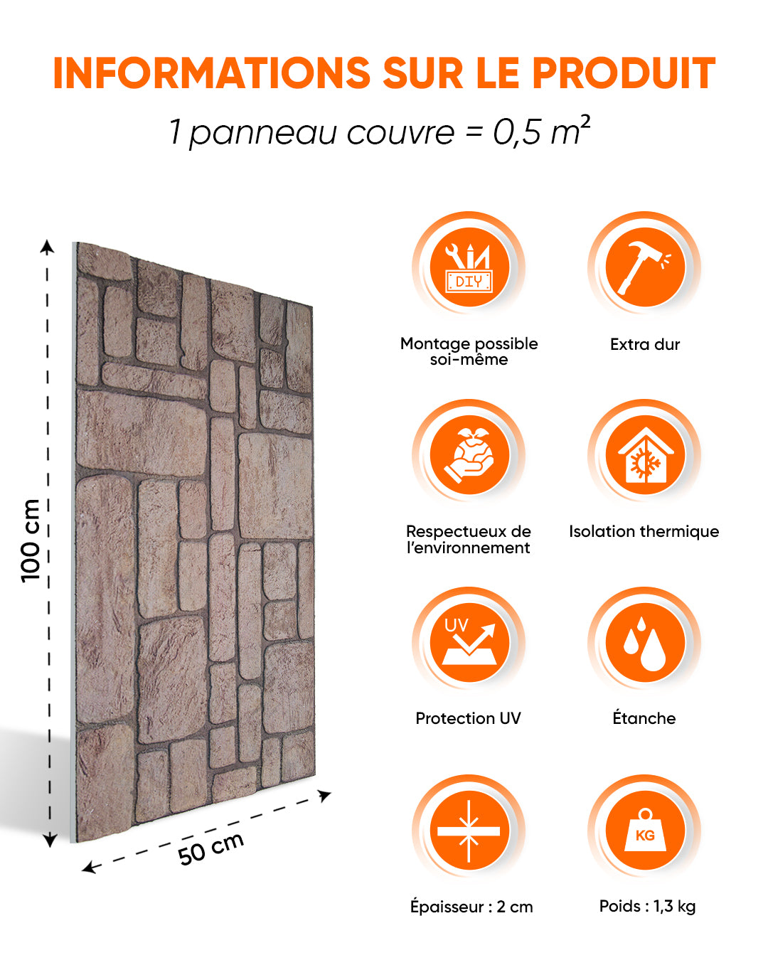 Ancient Traces K-03 Faux Revêtement Mural 3D