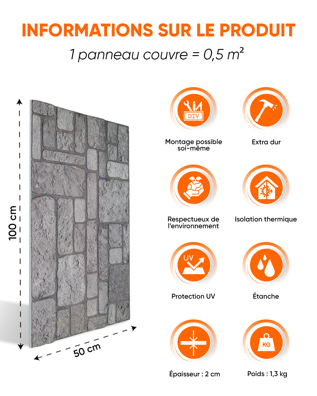 Backyard 100x50cm Article: K-04 Revêtement Mural 3D