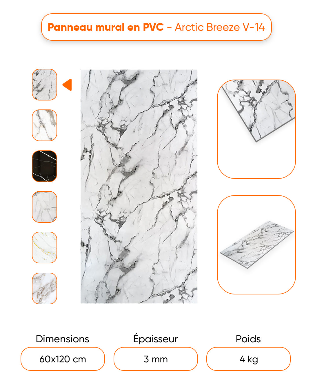 Marbre Alternative au carrelage de salle de bain/ Arctic Breeze V-14