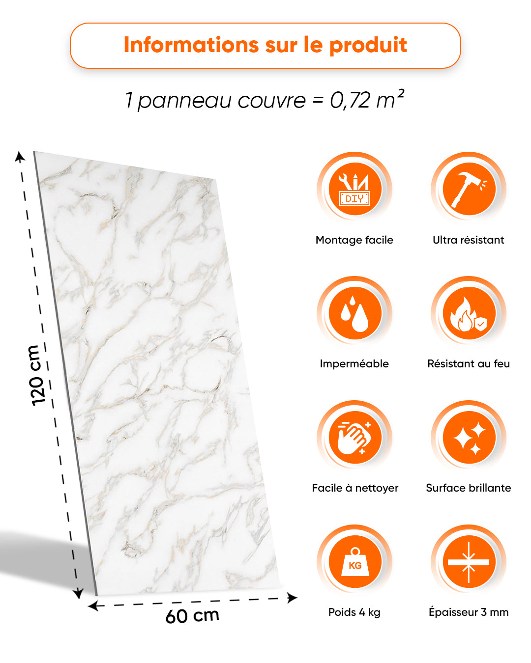 Marbre Alternative au carrelage de salle de bains/cuisine Calacada