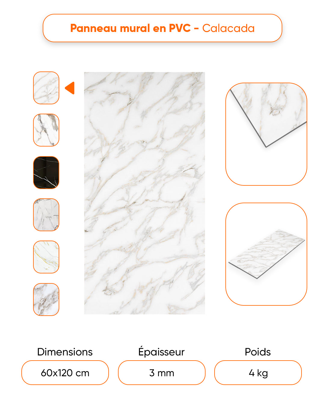 Marbre Alternative au carrelage de salle de bains/cuisine Calacada