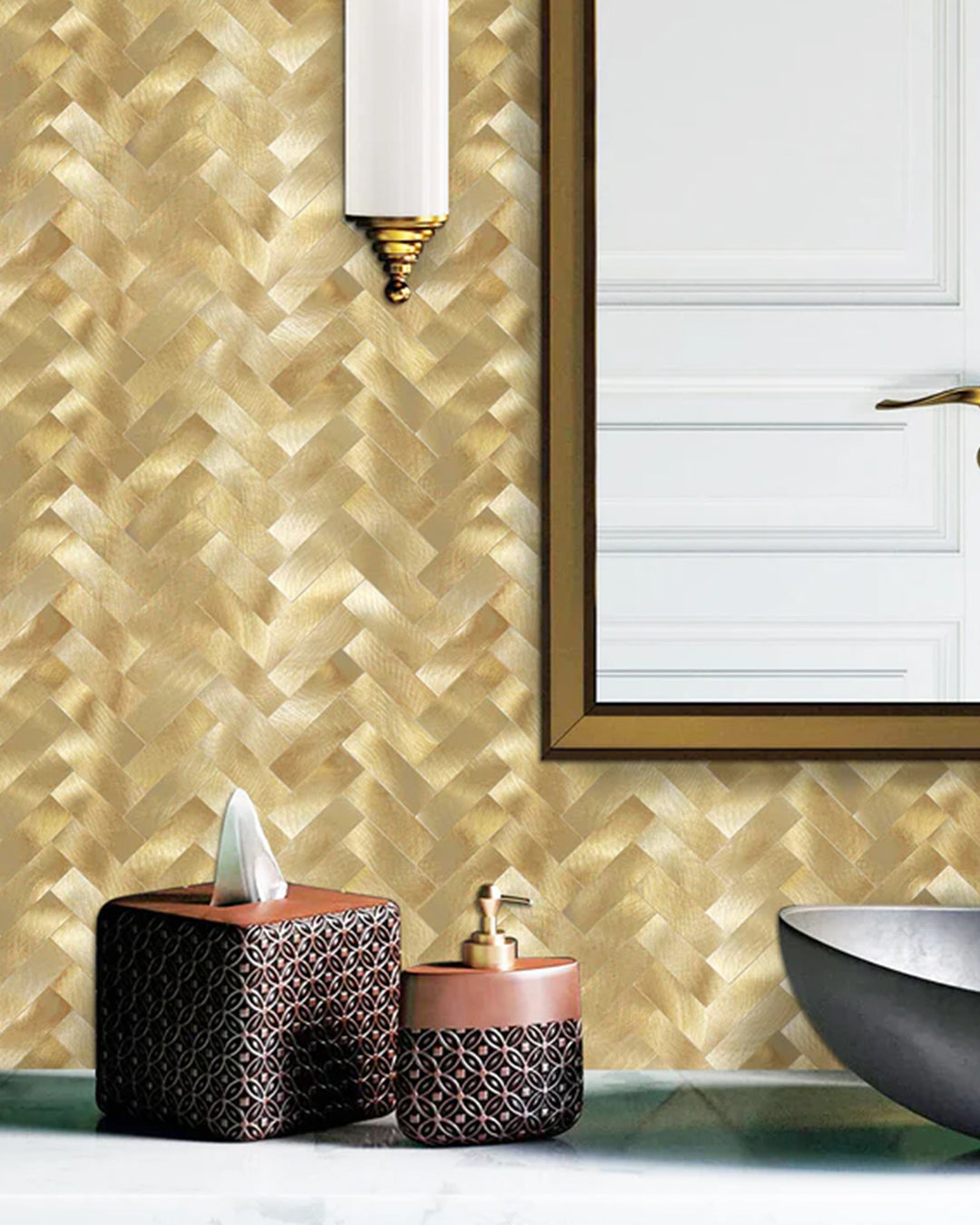 Carrelage mural en mosaïque carrelage mural auto-adhésif | Golden Royal Mosaics WJS-476