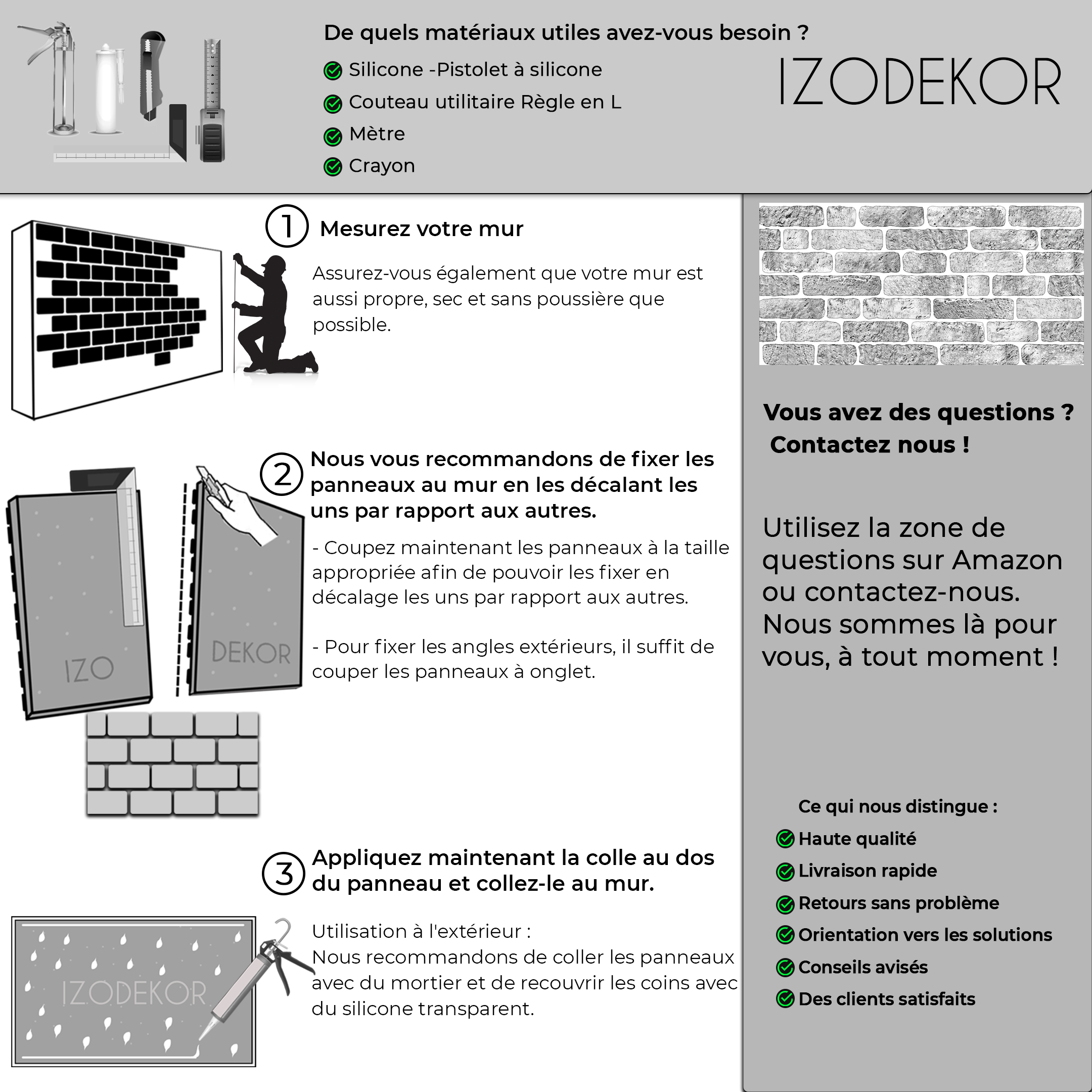 White Grey 100x50cm Article: L-1702 Revêtement Mural 3D