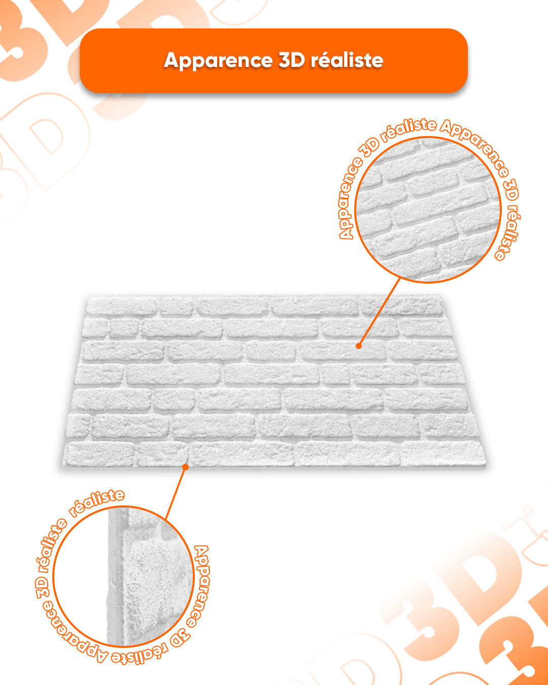 White Grey 100x50cm Article: L-1702 Revêtement Mural 3D