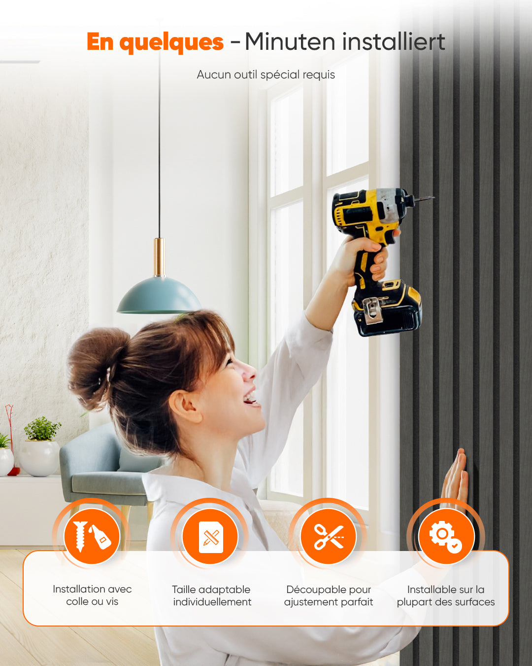 3D panneau mural acoustique en bois lot de 2 – Basalt
