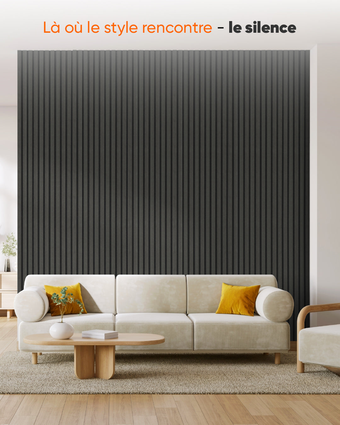 3D panneau mural acoustique en bois lot de 2 – Basalt