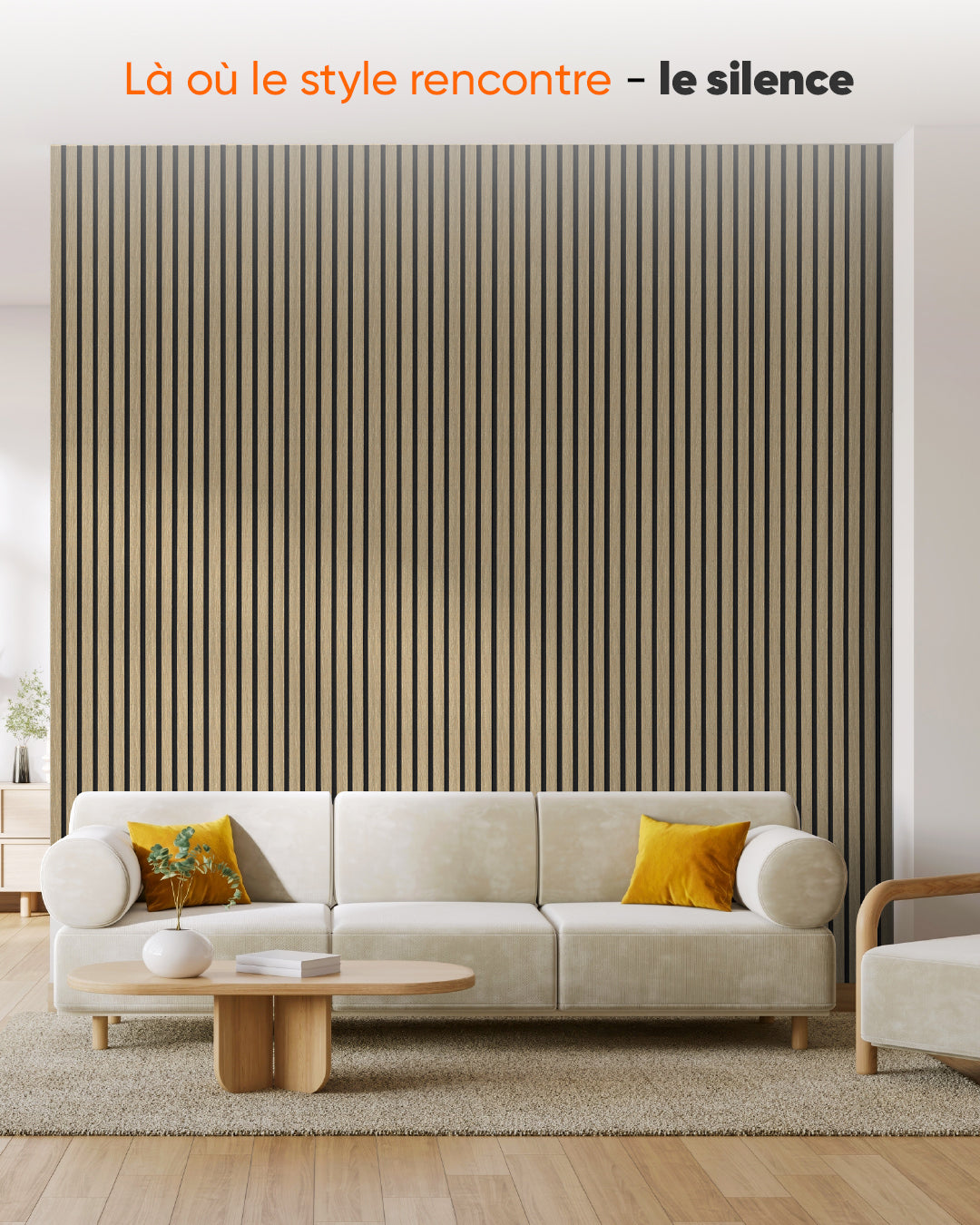 3D panneau mural acoustique en bois lot de 2 – Natural