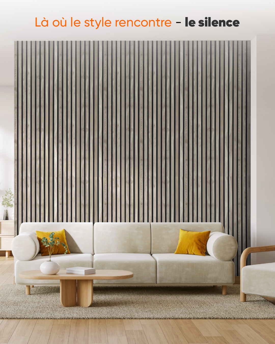 Panneau mural acoustique en bois lot de 2 – Sand Grey
