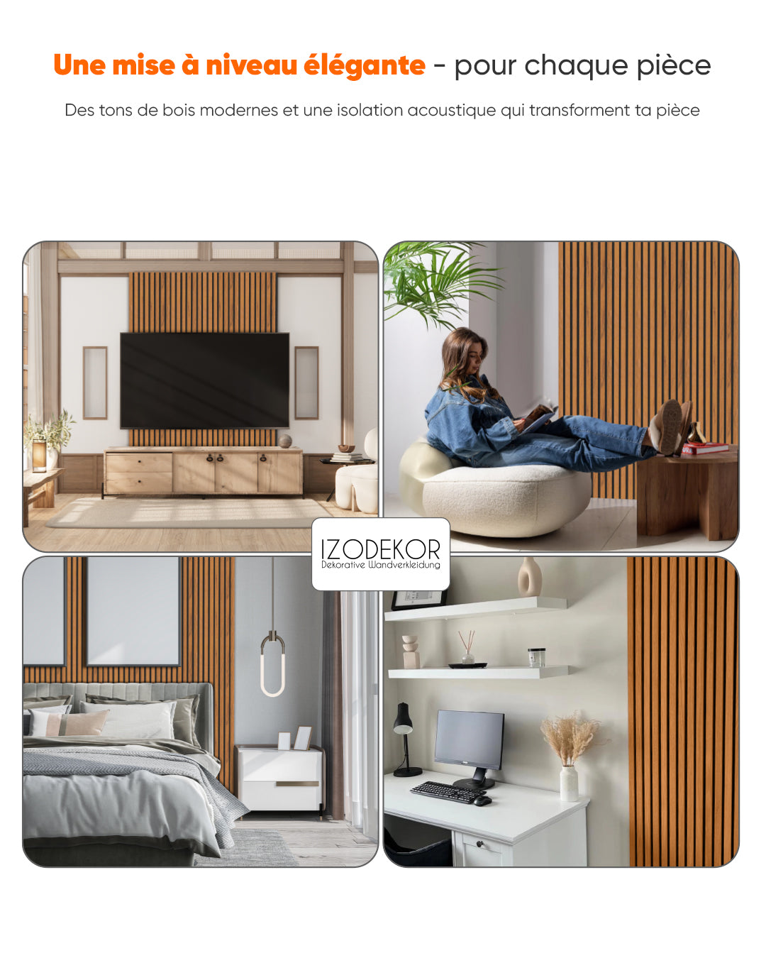 3D panneau mural acoustique en bois lot de 2 – Vintage