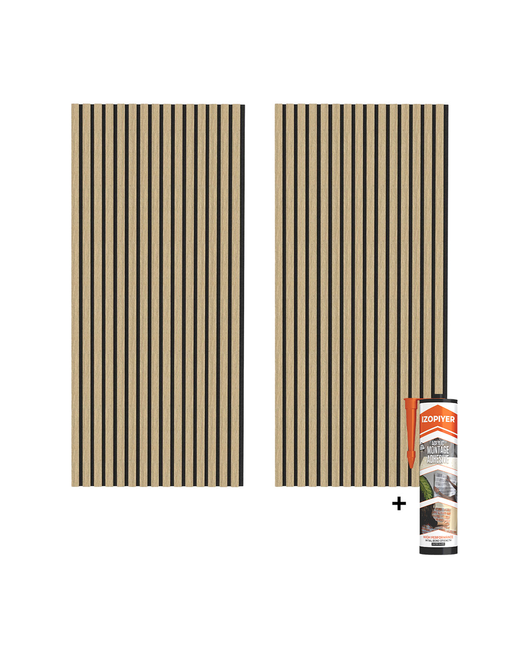 3D panneau mural acoustique en bois lot de 2 – Natural