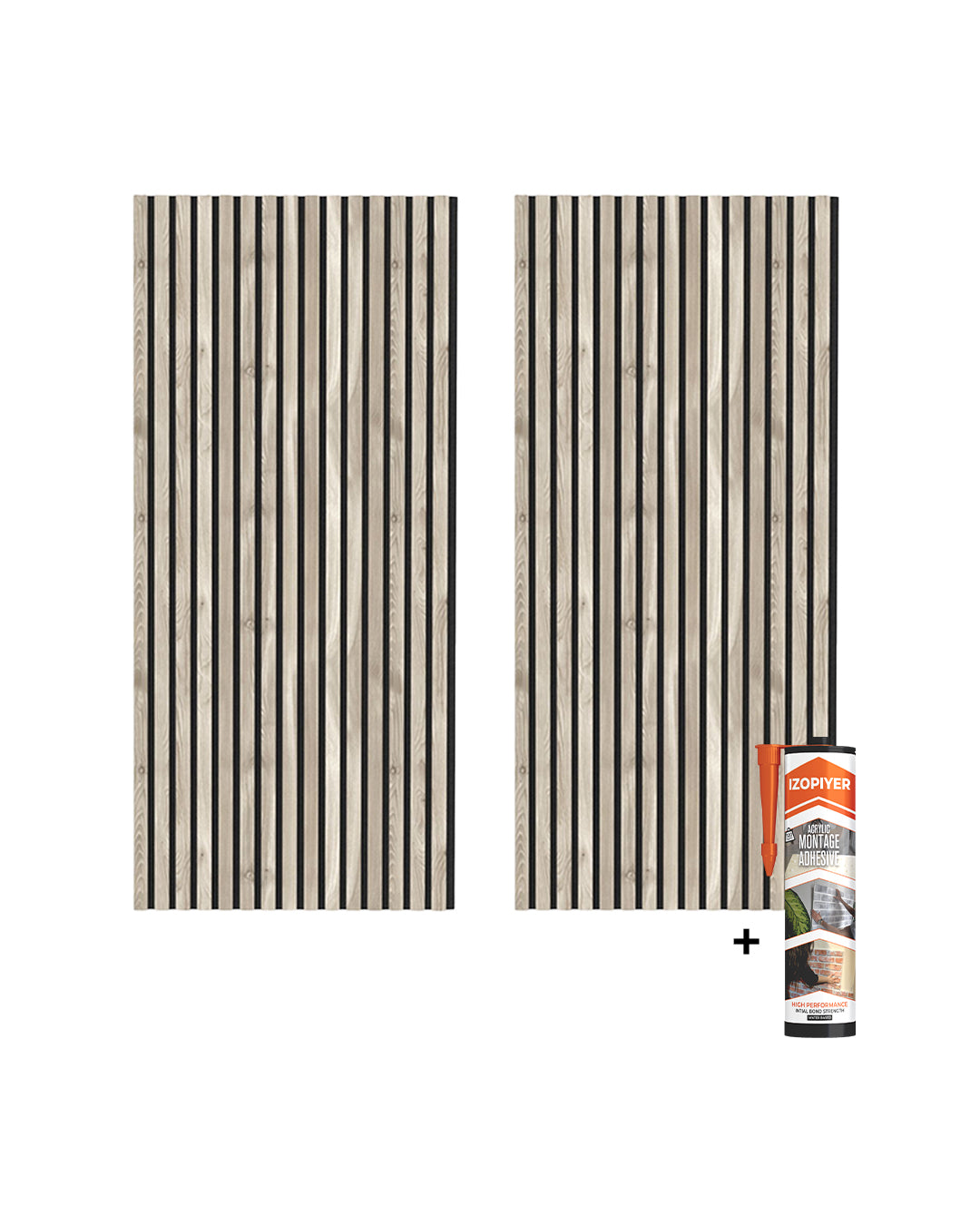 Panneau mural acoustique en bois lot de 2 – Sand Grey