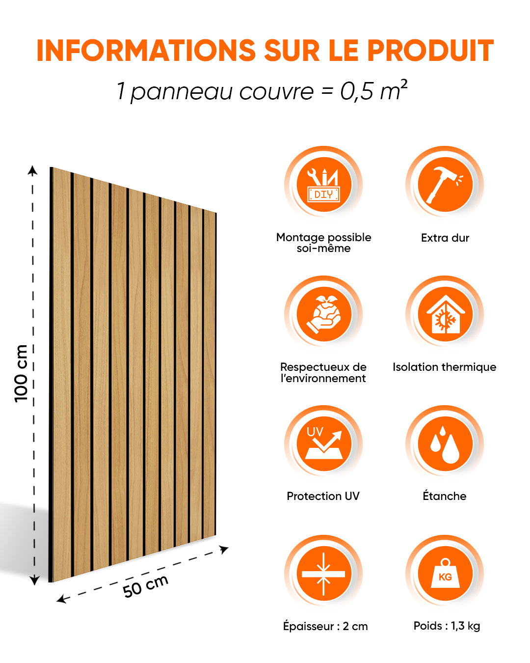 Panneaux d'aspect lattes de bois Article : Light Wood AP-01 Revêtement mural