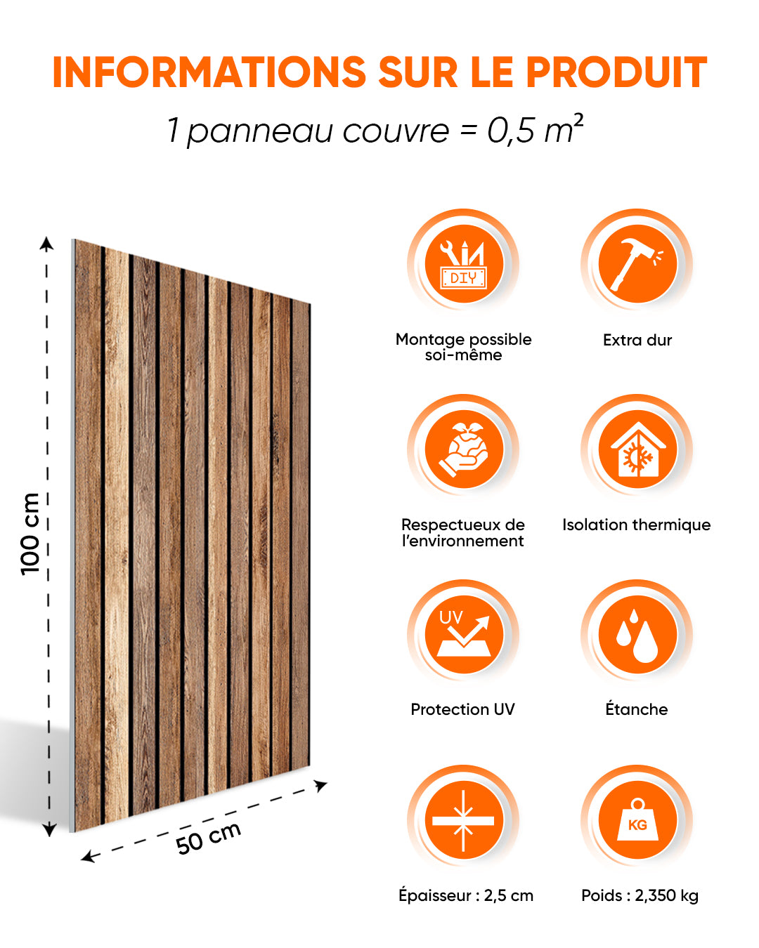 Panneaux d'aspect lattes de bois Article : Dark Wood AP-02 Revêtement mural