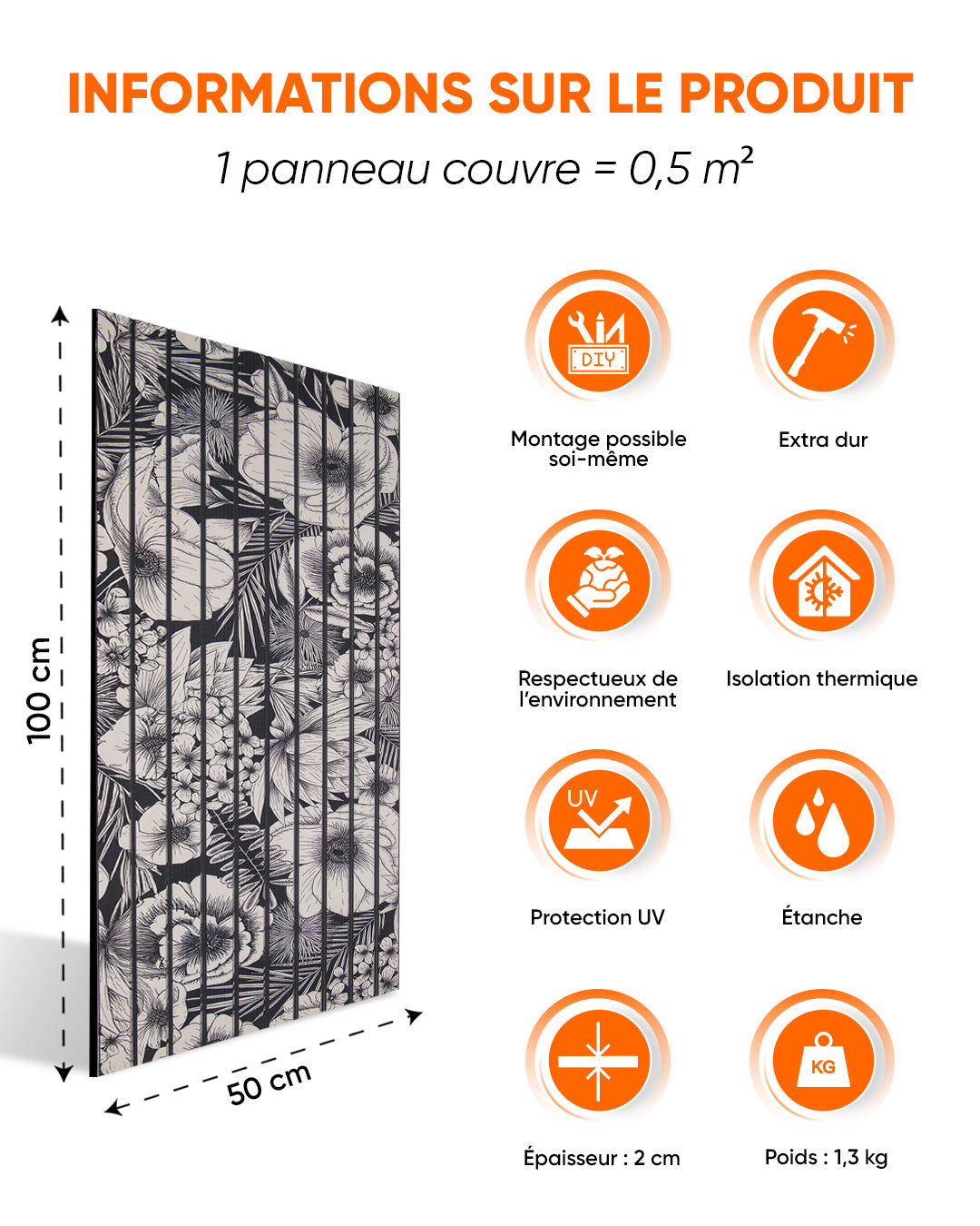 Panneaux aspect lattes de bois Article : Revêtement mural Paradise Leaf AP-71