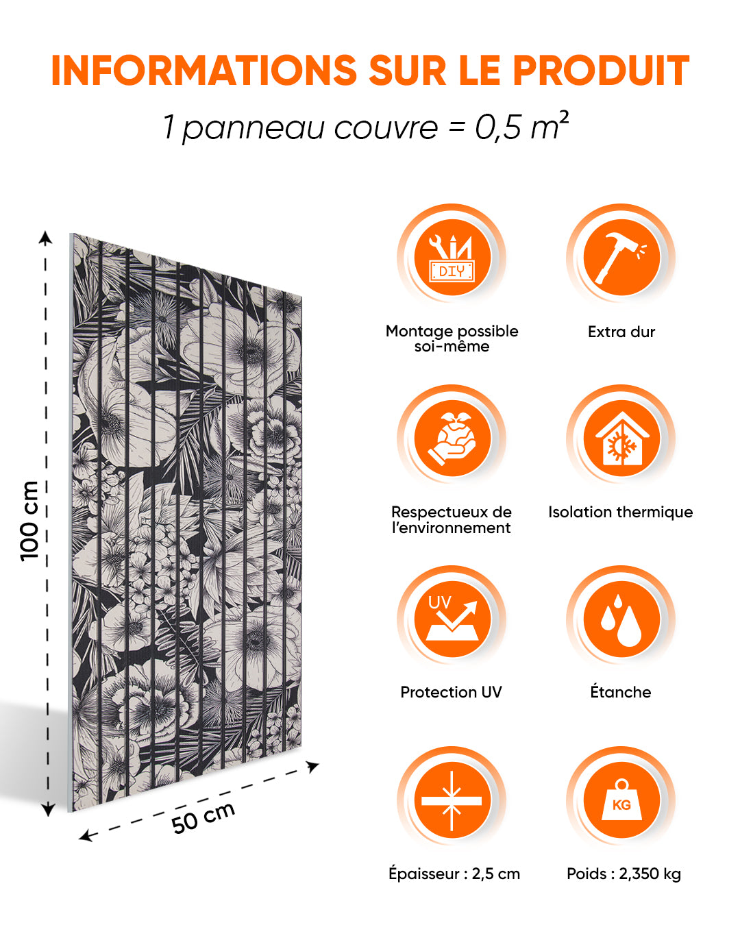 Panneaux aspect lattes de bois Article : Revêtement mural Paradise Leaf AP-71