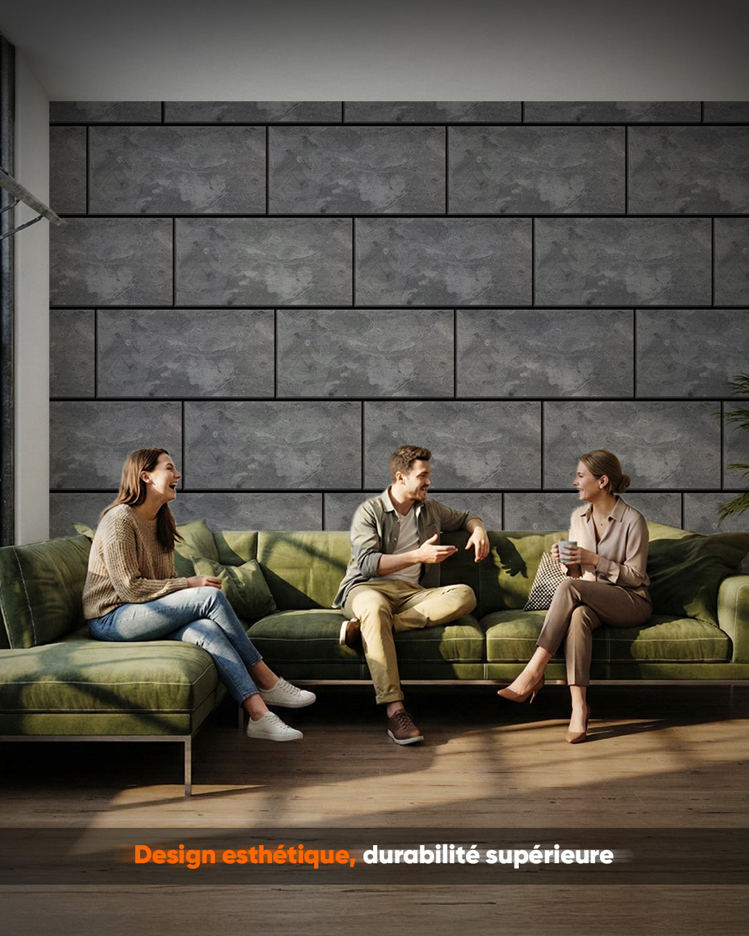Revêtement mural effet béton 50×100×2 cm | Panneaux muraux 3D en polystyrène | Storm Grey Concrete AT-04