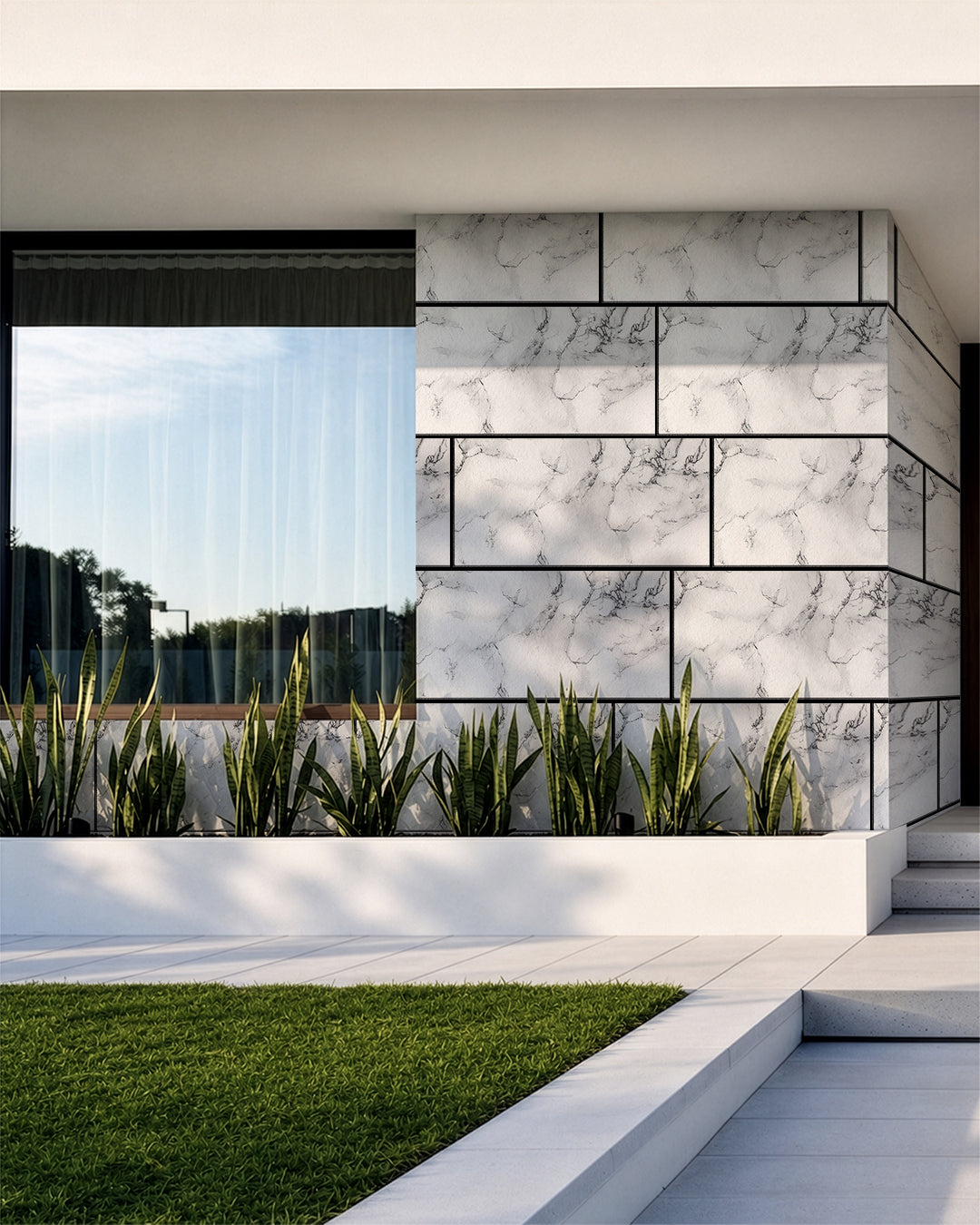 Revêtement mural aspect marbre 50×100×2 cm | Panneaux muraux 3D en polystyrène | Carrara Blanc AT-05