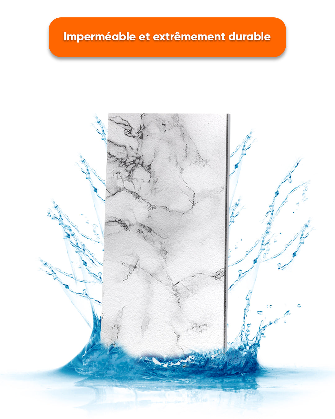 Revêtement mural aspect marbre 50×100×2 cm | Panneaux muraux 3D en polystyrène | Carrara Blanc AT-05