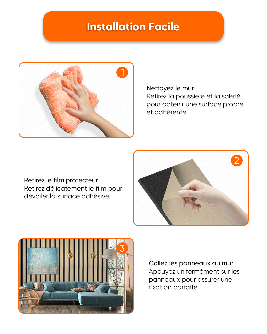 Panneaux Muraux Acoustiques en Feutrine – Set de 4 – 120×60×2,1 cm – Light Oak