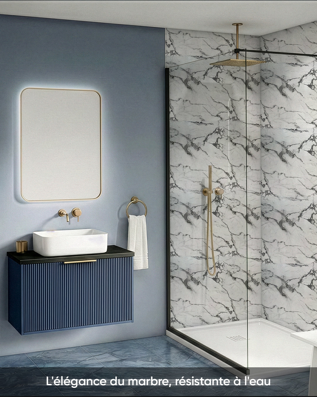 Marble Bathroom Tile Alternative/ Arctic Breeze V-14