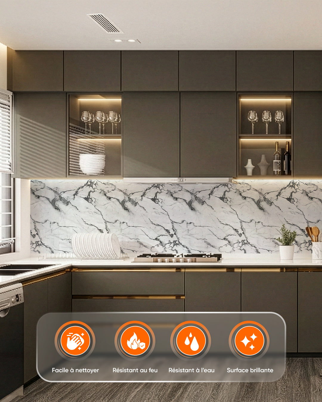 Marble Bathroom Tile Alternative/ Arctic Breeze V-14