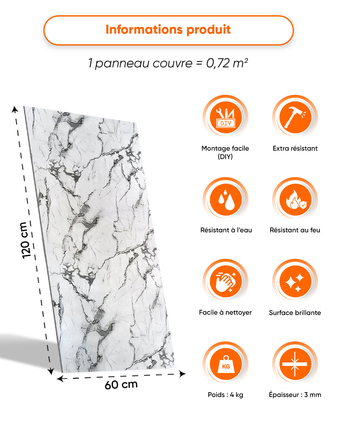 Marbre Alternative au carrelage de salle de bain/ Arctic Breeze V-14