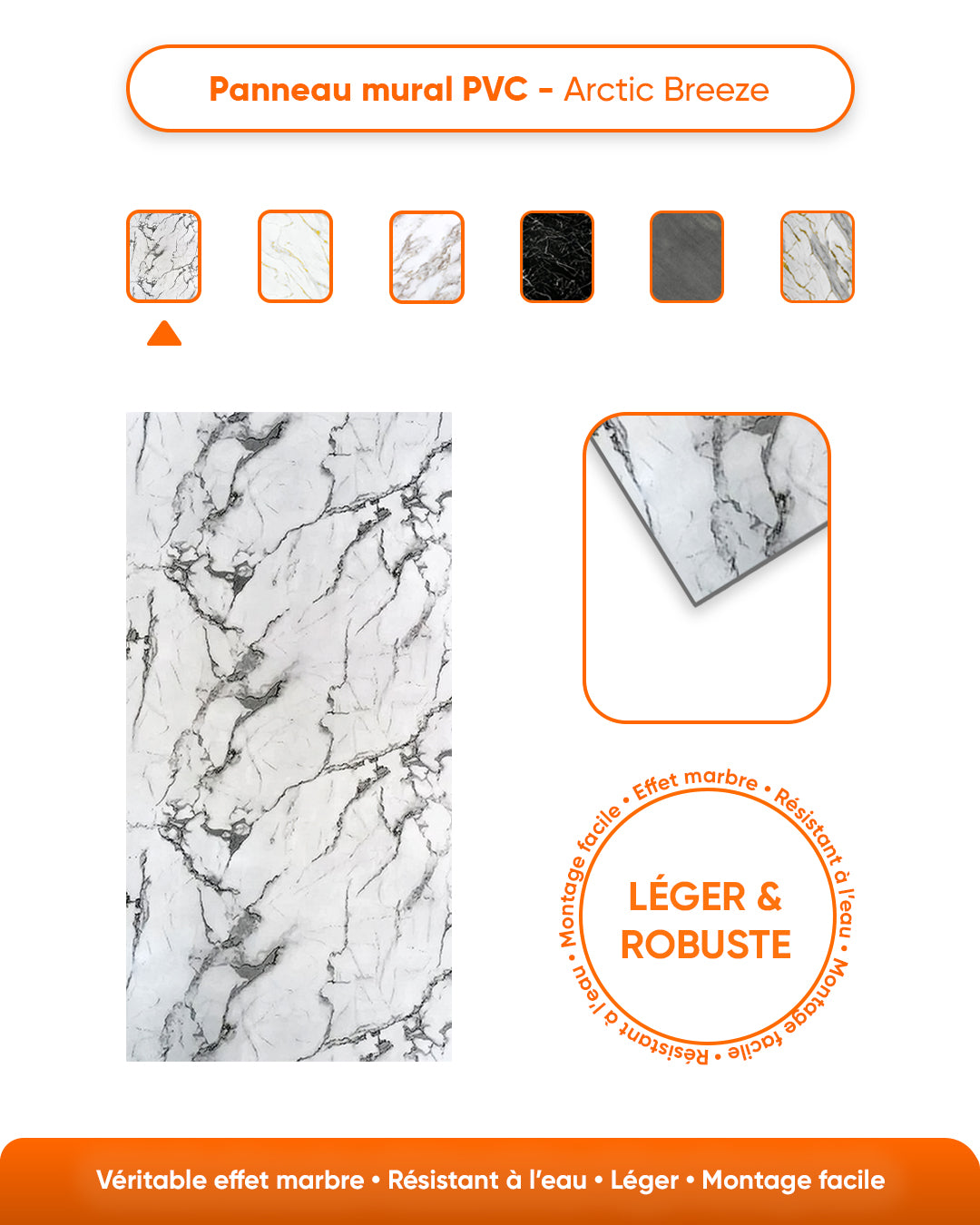 Marble Bathroom Tile Alternative/ Arctic Breeze V-14