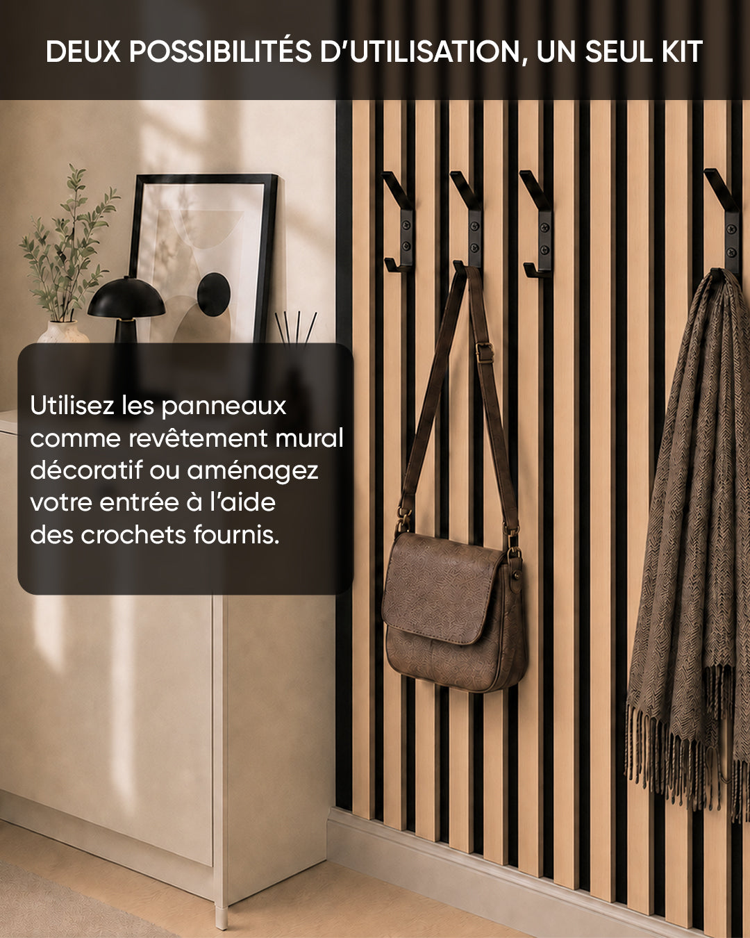 Panneaux Muraux Acoustiques en Feutrine – Set de 4 – 120×60×2,1 cm – Smoke Walnut