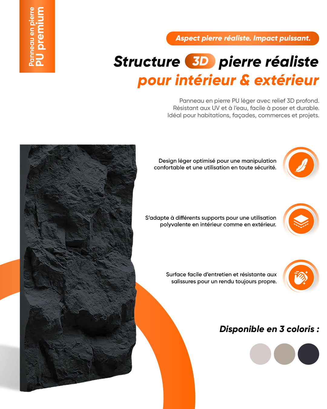 Panneaux Muraux 3D en Pierre Night Stone