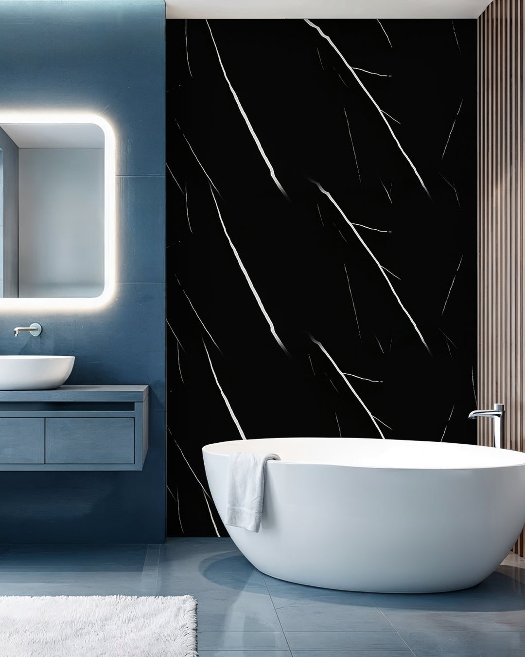 Marbre Alternative au carrelage de salle de bain/ Black Lightning V-02