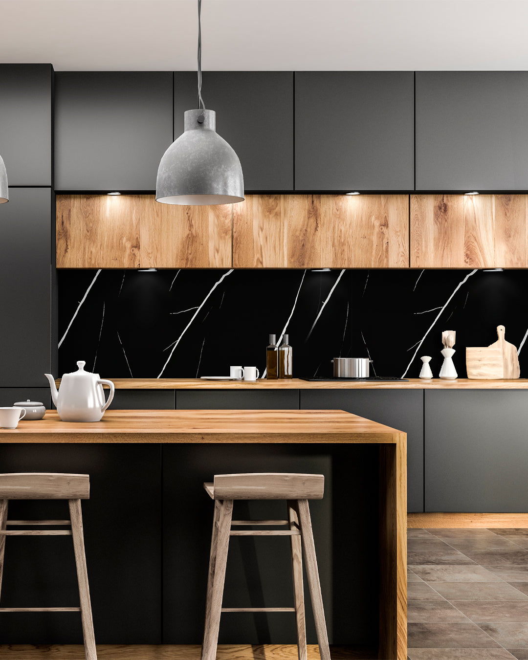 Marbre Alternative au carrelage de salle de bain/ Black Lightning V-02