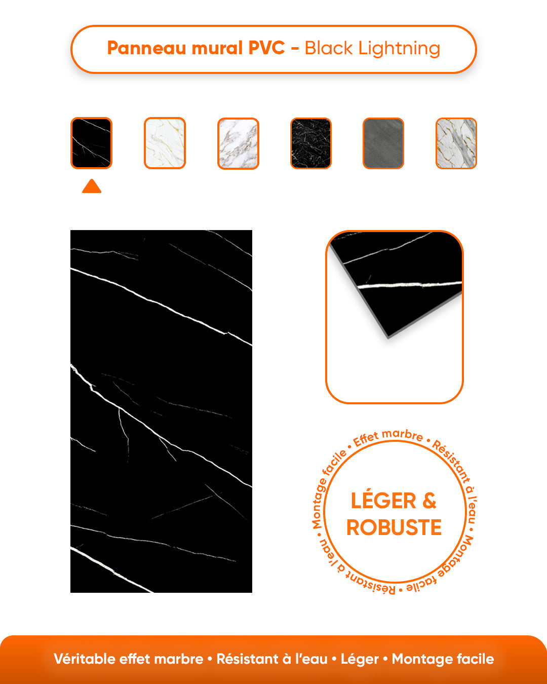Marble Alternative to Bathroom Tiles/ Black Lightning V-02