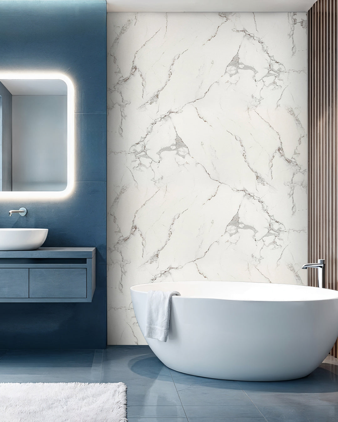 Marbre Alternative au carrelage de salle de bain/cuisine Carrara