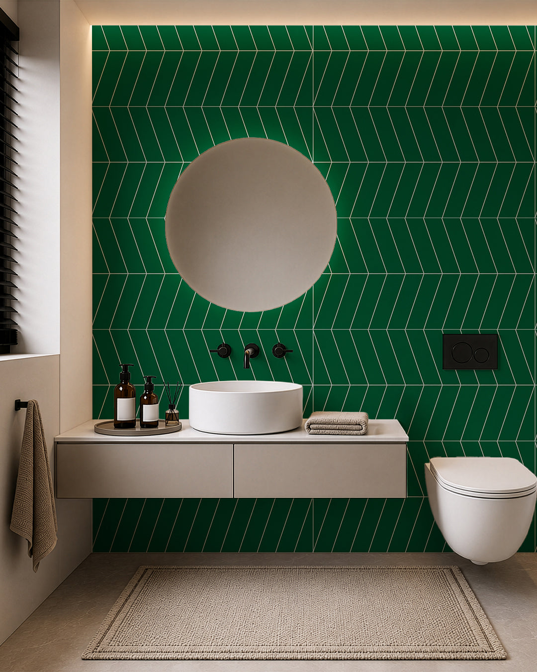 Panneau mural SPC 60x120 cm | Revêtement mural étanche | Chevron Grün