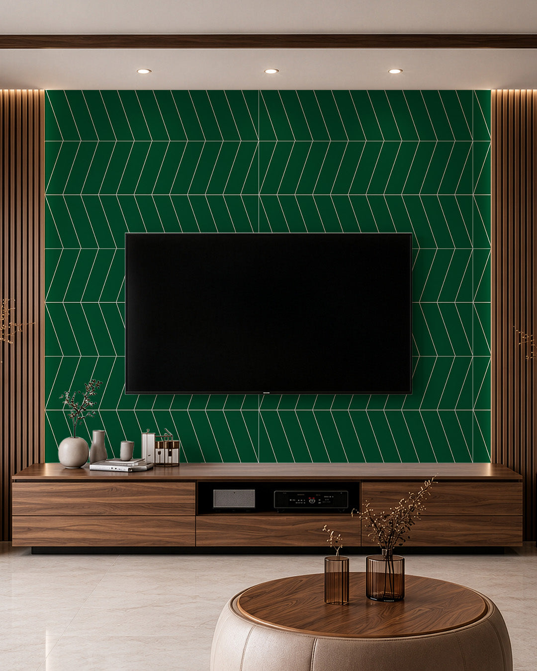 Panneau mural SPC 60x120 cm | Revêtement mural étanche | Chevron Grün