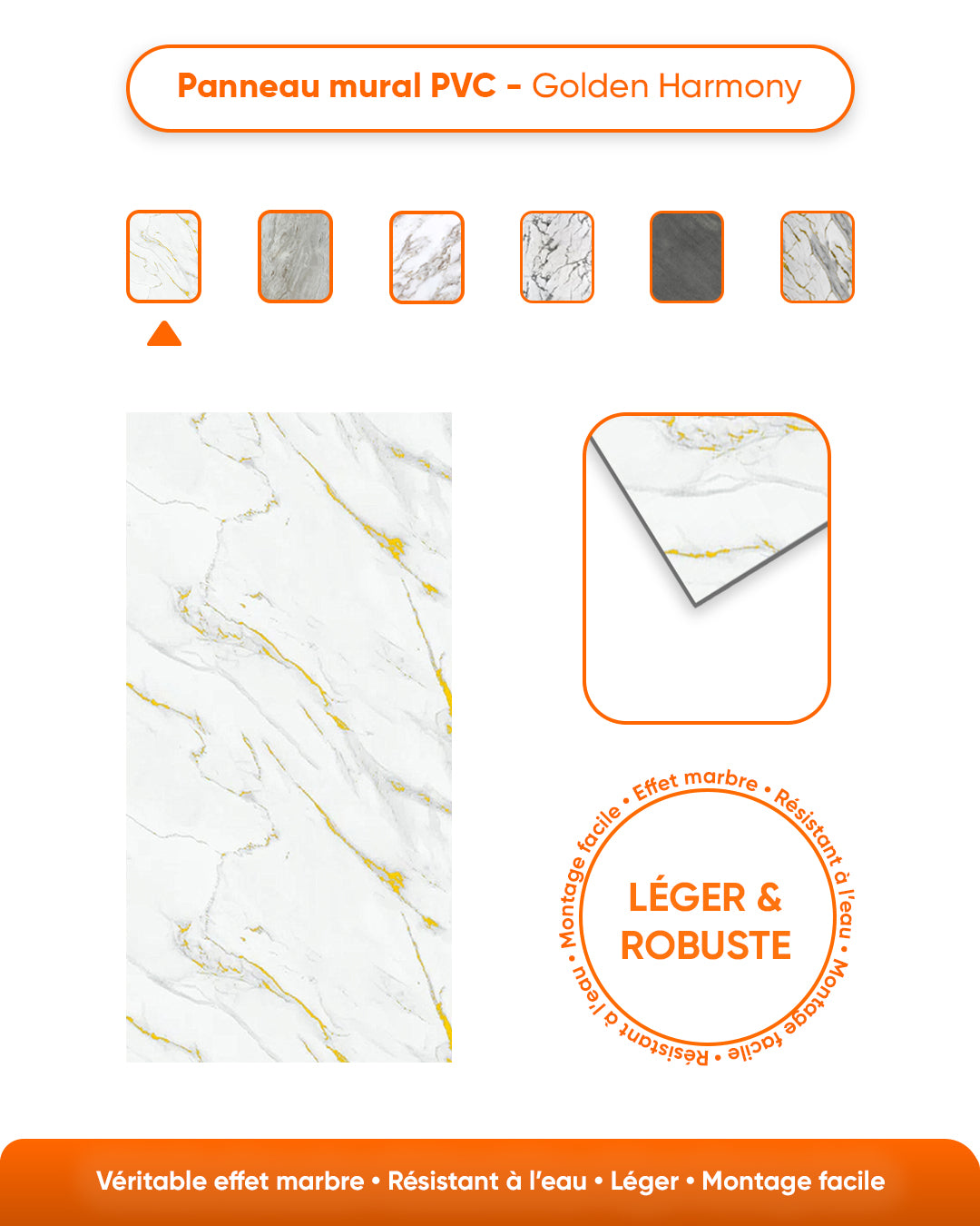 Marbre Alternative au carrelage de salle de bain/cuisine Golden Harmony