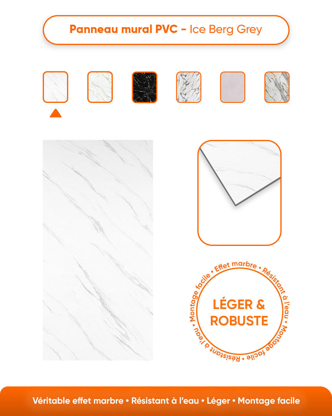 Marble Alternative to Bathroom/Kitchen Tile Ice Berg Grey