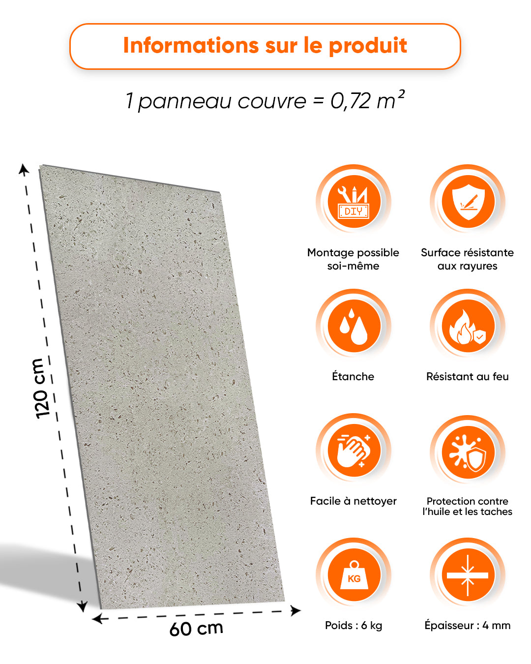 Panneau mural SPC 60x120 cm | Revêtement mural étanche | Infinite Elegance