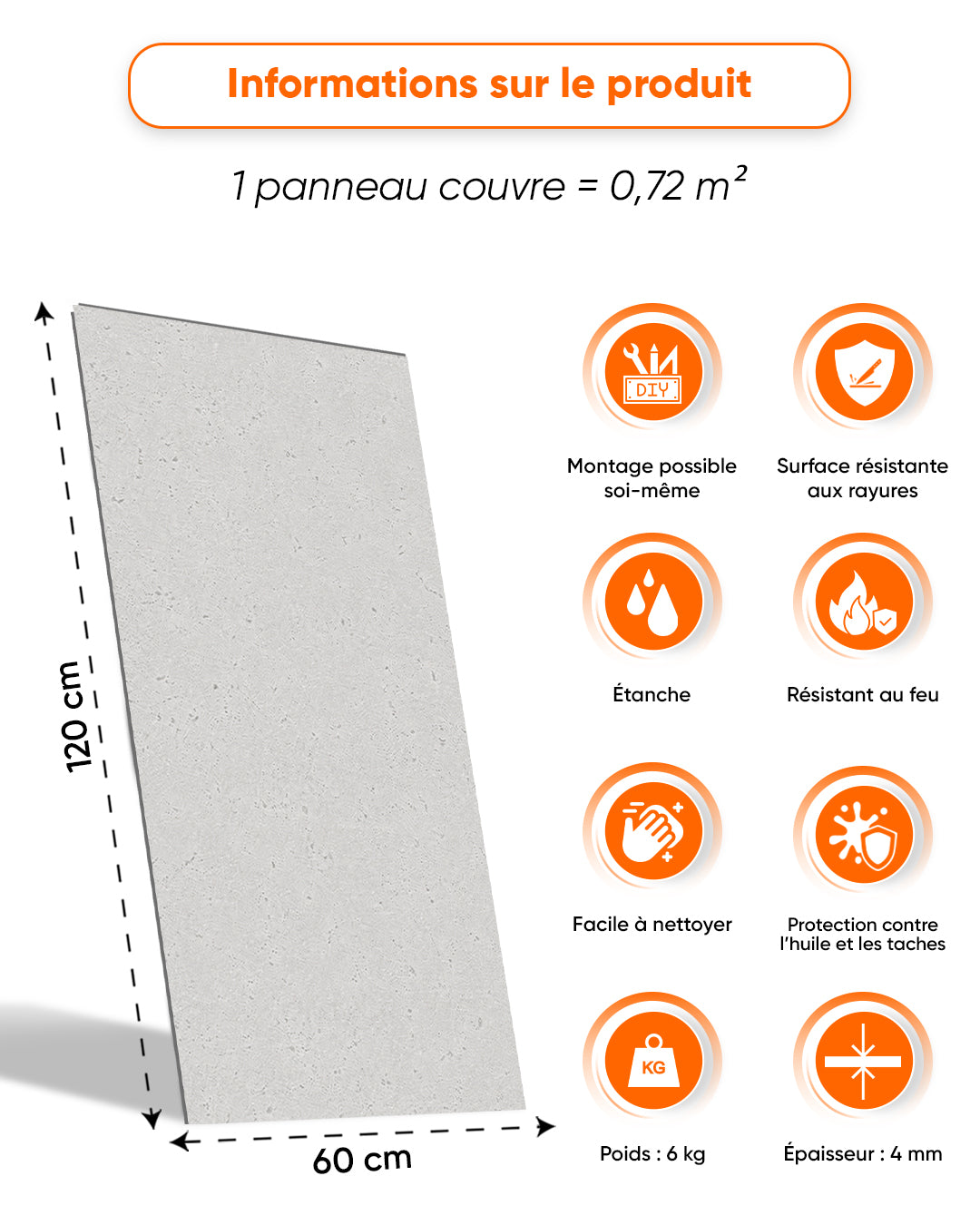 Panneau mural SPC 60x120 cm | Revêtement mural étanche | Infinite Elegance