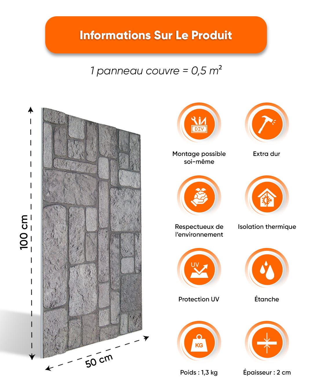 Backyard 100x50cm Article: K-04 Revêtement Mural 3D