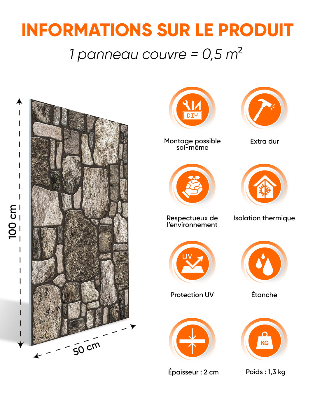 Tradition Stone KR-8 Faux Revêtement Mural