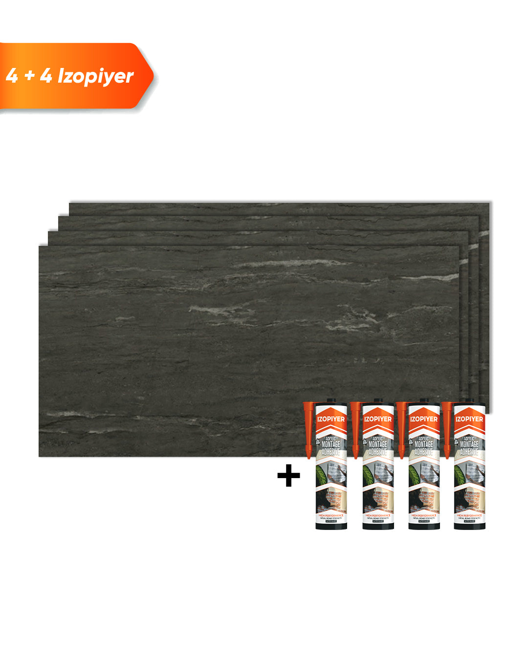 SPC Panneau Mural Gris Foncé 60x120 cm – Kohleschwarz