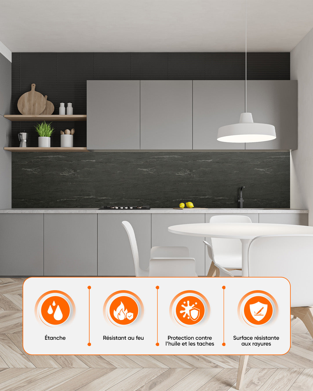 SPC Panneau Mural Gris Foncé 60x120 cm – Kohleschwarz