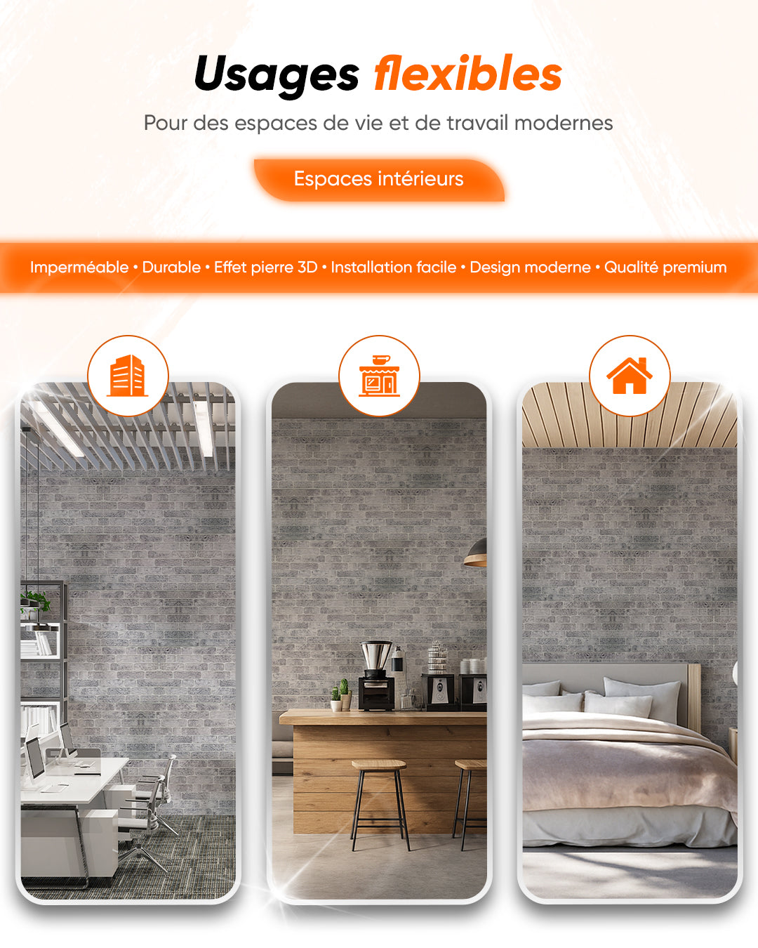 White Grey 100x50cm Article: L-1702 Revêtement Mural 3D