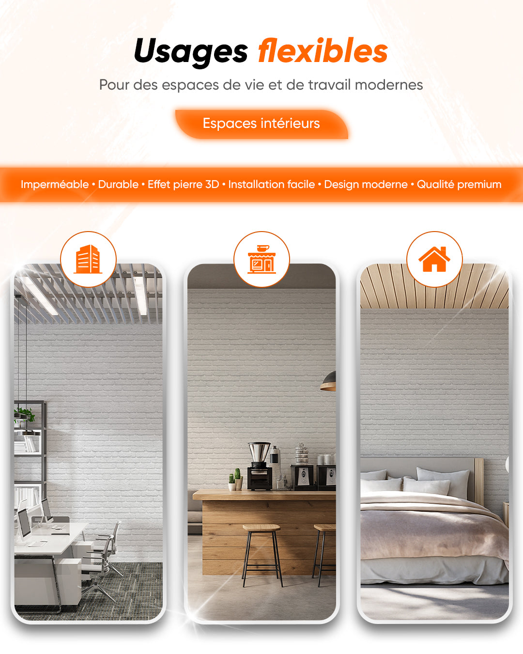 White Snow 100x50cm Article: L-1900 Revêtement Mural 3D