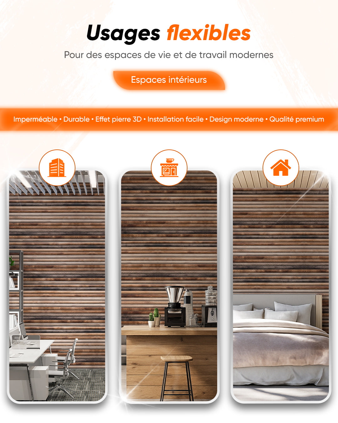 Revêtement mural effet bois 50×100×2 cm | Panneaux muraux 3D en polystyrène | Rustic Wood OP-02