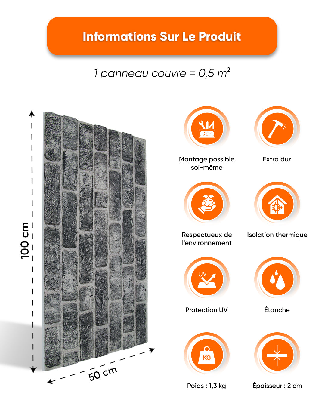 Old Town 100x50cm Article: L-1703 Revêtement Mural 3D