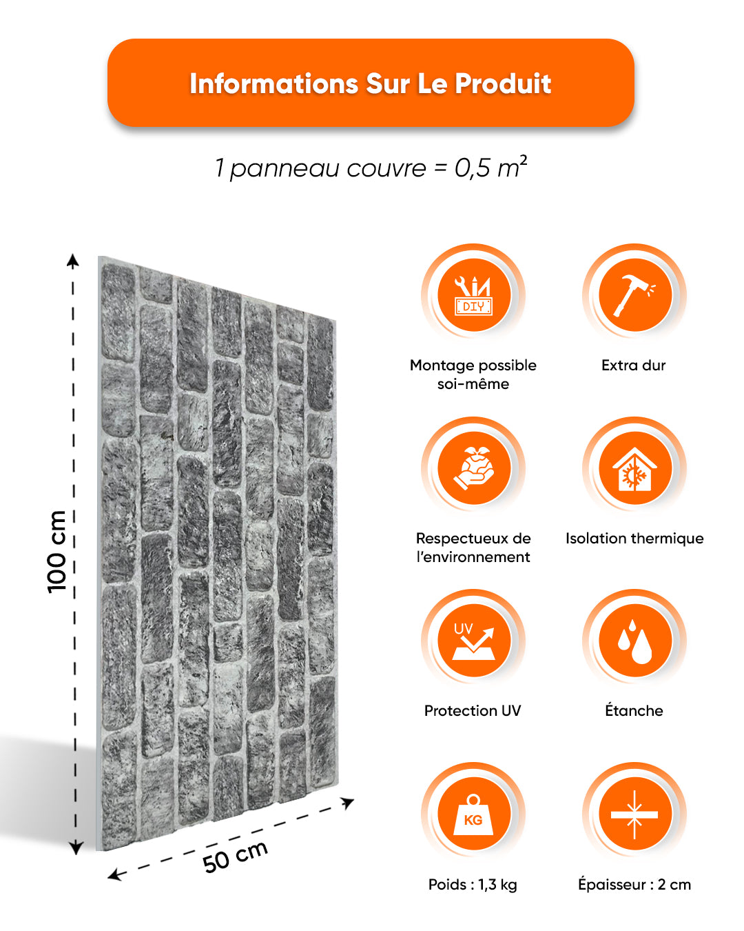 Old Town 100x50cm Article: L-1703 Revêtement Mural 3D