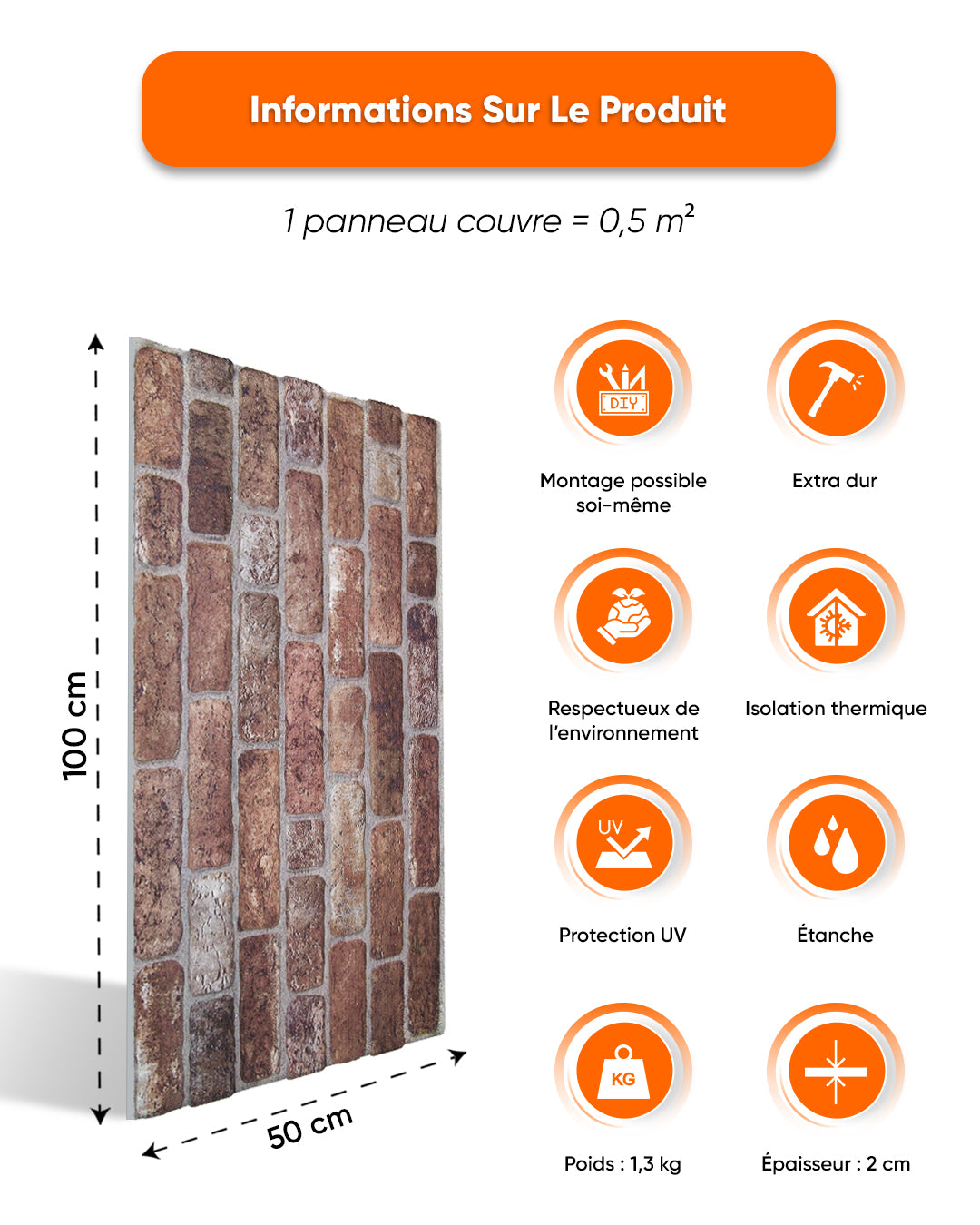 Old Castle 100x50cm Article: L-1907 Revêtement Mural 3D