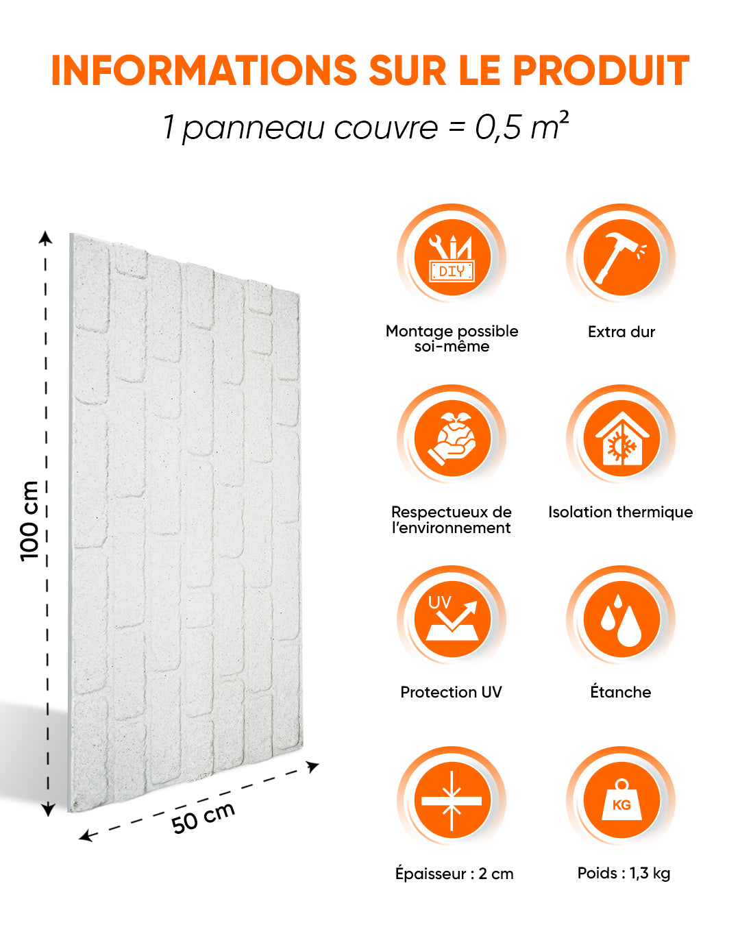 White Snow 100x50cm Item: L-1900 3D Wall Covering 